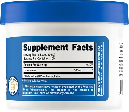 Vista 4 de Nutricost L-Carnosina en polvo 1.76 oz (100 porciones) - Sin OMG