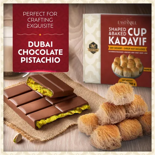 Vista 6 de Eastanbul Taza Kataifi Masa de fillo rallado (jarabe no incluido) Pastelería Kadayif en forma de mano, taza Kataifi de postres endulzados con jarabe