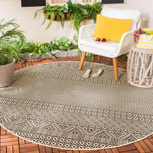 Vista 53 de SAFAVIEH Alfombra lavable para exteriores, colección Courtyard de 2.3 x 6.7 pies, beige y azul aguamarina, no desprende pelusa y es fácil