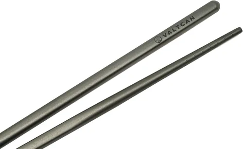 Vista 2 de Valtcan Palillos de titanio de 9 pulgadas, 0.95 oz, ultraligeros, puntas ranuradas, cero sabor metálico, extremos cuadrados antivuelco, palillo