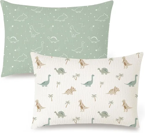 Vista 14 de Konssy Funda de almohada de muselina para niños pequeños para almohada de 13x18, paquete de 2 fundas de almohada de algodón suave y transpirable