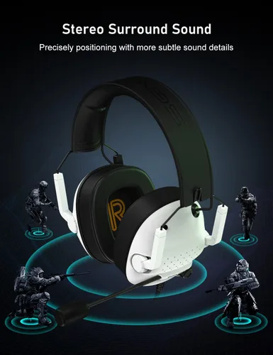 Vista 2 de SENZER SG500 Surround Sound Pro Auriculares para juegos con micrófono con cancelación de ruido, acolchado de espuma viscoelástica suave, auriculares