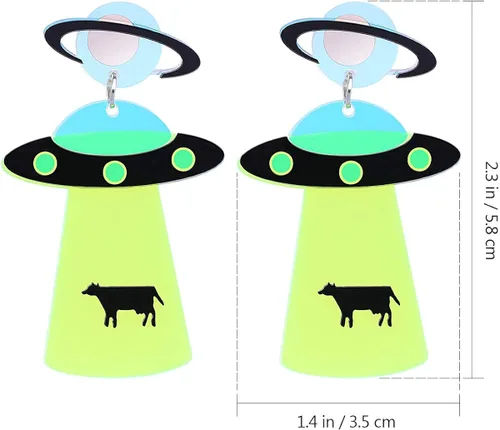 Vista 3 de FENICAL Aretes de ovni exagerados de acrílico para mujeres niñas damas 1 par Acrílico