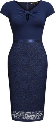 Vista 5 de Miusol Vestido de fiesta de encaje floral elegante estilo ojo de cerradura para mujer