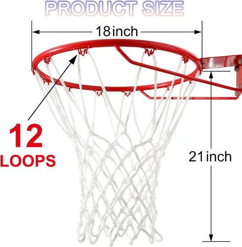 Vista 3 de LAO XUE Red de Baloncesto para Exteriores, (7.16 oz) 12 Bucles Red de Baloncesto Profesional de Servicio Pesado de Repuesto, Resistente a Todo Clima