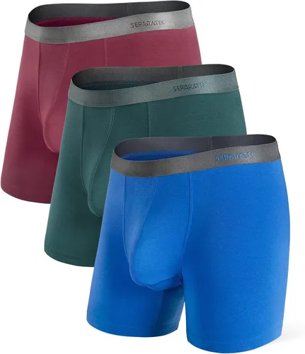 Vista 19 de Separatec - Calzoncillos tipo bóxer para hombres con bolsillo, de rayón de bambú que absorbe la humedad, ropa interior transpirable para hombres A1