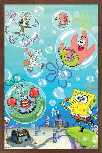 Vista 7 de Trends International Nickelodeon Spongebob Squarepants - Póster de burbujas de pared, 14.725 x 22.375 pulgadas, versión con marco de madera tipo