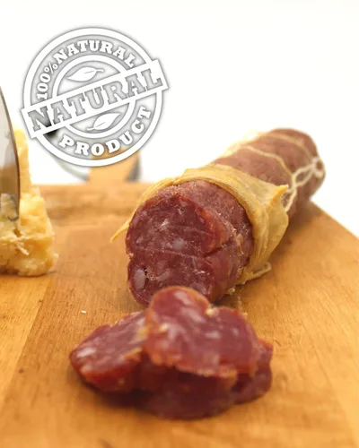 Vista 2 de Fortuna's Parmigiano Salami - Sin nitratos y gluten, cerdo totalmente natural, curado en seco, fabricado en Estados Unidos con queso parmigiano