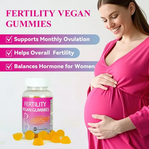 Vista 4 de Gomitas de fertilidad para que las mujeres queden embarazadas rápidamente, gomitas de concepción de ácido fólico para aumentar la fertilidad