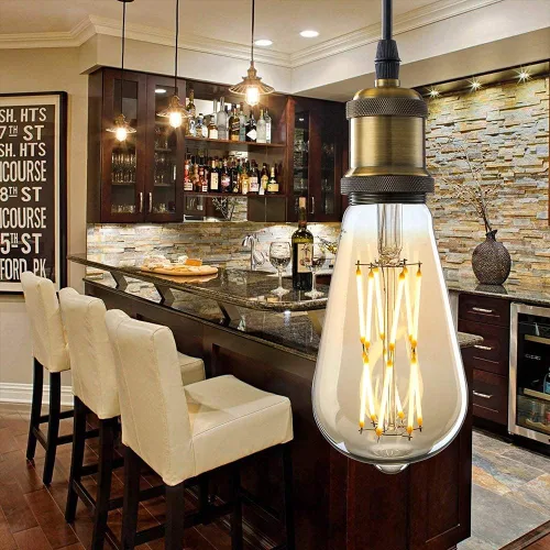 Vista 4 de Bombillas LED Edison vintage regulables de 12 W, equivalente a 100 vatios, blanco cálido de 2500 K (vidrio dorado ámbar), base E26, forma antigua