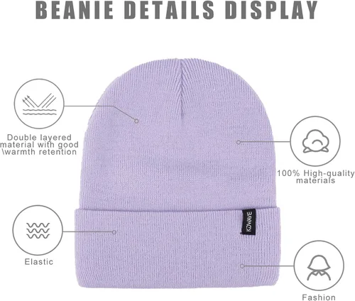 Vista 32 de Gorros de lana para mujeres y hombres, unisex, de punto suave, con puños, diseño de calavera, elástico, color sólido, sombreros de invierno