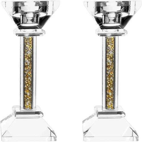 Vista 8 de Juego de candelabros de cristal de 2 a 5.3 pulgadas de alto, centro de mesa ultra elegante y moderno, decoración del hogar Transparente
