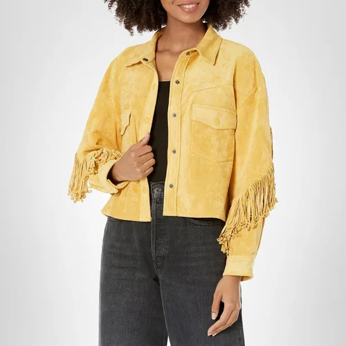 Vista 6 de [BLANKNYC] Ropa de lujo para mujer, chaqueta de camisa con flecos de gamuza sintética, abrigo cómodo y elegante