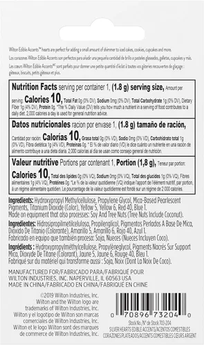 Vista 2 de Wilton Hearts - Brillantina comestible, detalles brillantes, 0.04 onzas, plateado