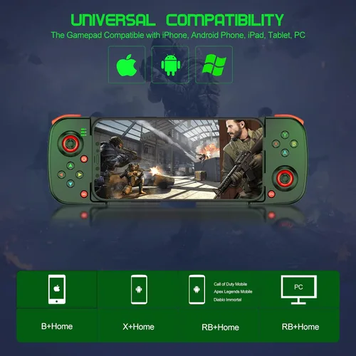 Vista 2 de Megadream Controlador de juego móvil Gamepad para iPhone iOS Android PC funciona con iPhone131211X, iPad, Samsung Galaxy, Motorola, TCL, tableta