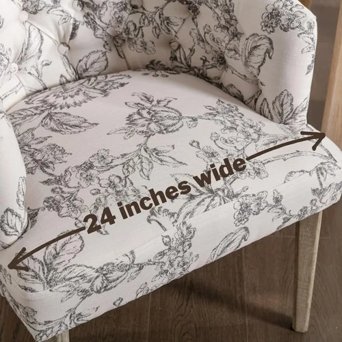 Vista 6 de DUOMAY Juego de 2 sillas de comedor modernas copetudas, silla auxiliar tapizada de lino, cómoda silla de barril con patas de madera para el hogar