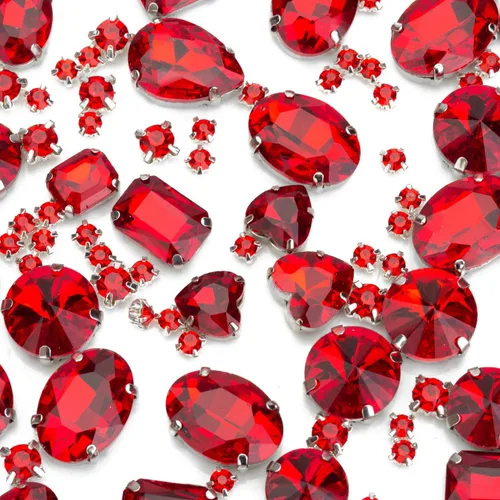 Vista 11 de Diamantes de imitación AB para coser, Choupee 130 piezas de diamantes de imitación para coser con respaldo de metal, engaste de dientes, garra