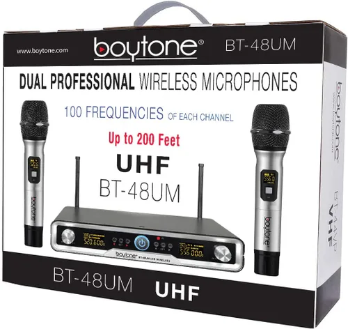 Vista 7 de Boytone BT-48UM - Micrófono inalámbrico de 100 canales, doble metal profesional UHF inalámbrico micrófono dinámico inalámbrico Sistema de micrófono