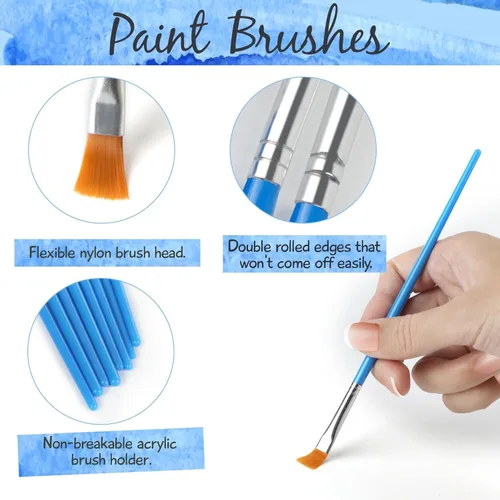 Vista 6 de Juego de pinceles de pintura Halobios para pintura acrílica, 30 piezas Pincel plano de pintura acrílica artística, pinceles de nailon para niños