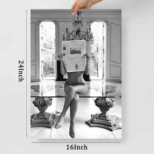 Vista 4 de Arte de pared en blanco y negro, cuadro vintage en blanco y negro, póster de periódico retro en blanco y negro, arte de pared preparado en blanco