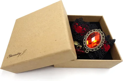 Vista 6 de ETERNITY J. - Gargantilla gótica retro hecha a mano de encaje, pulsera y colgante de cadena negro