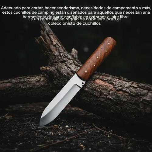 Vista 4 de SZCO Cuchillo de Caza Full Tang de 8 Pulgadas - Cuchillo de Campamento Clásico Patch con Mango de Madera de Burlwood, Hoja de Acero Inoxidable