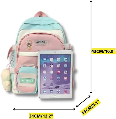 Vista 2 de Mochila coreana de viaje kawaii japonesa en tonos pastel estética mochila de viaje para adolescentes niñas mochila para estudiantes mochila ITA