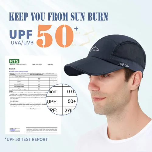 Vista 8 de ELLEWIN Gorra de béisbol unisex UPF 50 sin estructura, con pico grande y plegable