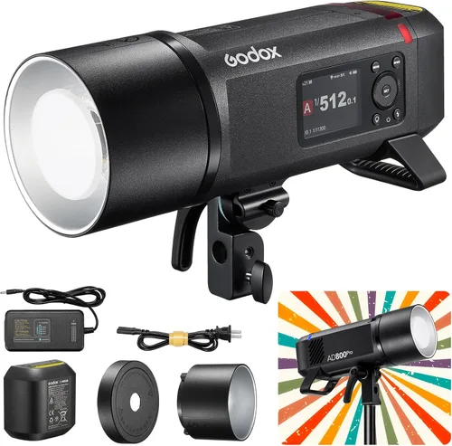 Vista 11 de Godox AD100ProII 100Ws Flash de bolsillo portátil de estudio, compatible con Canon Nikon Sony, batería de 2600mAh 360 destellos 1/8000s HSS TTL