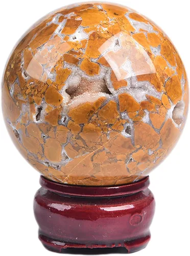 Vista 131 de JIC Gem Piedra Natural de Jaspe Africano Cristal de Curación Esfera Adivinación Bola de Piedra Preciosa, Feng Shui Reiki Aura Decoración