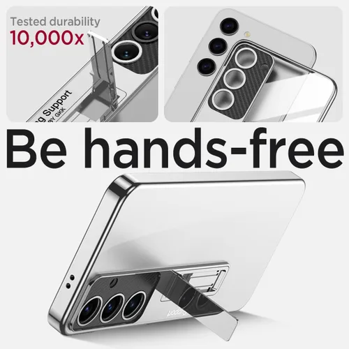 Vista 2 de Miimall Funda delgada para Galaxy S24 con soporte, protector completo elevado de cámara de policarbonato duro, transparente, antiamarillos, delgada