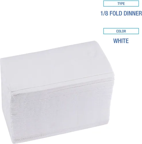 Vista 4 de Boardwalk Servilletas de cena de 1/8, 2 capas, 15 x 17, blancas, 300/paquete, 10 paquetes/caja Reliable Disposable Napkins Deliver Dependable
