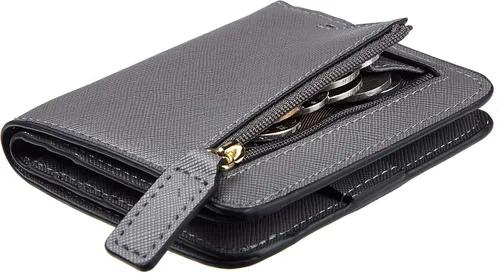 Vista 38 de Toughergun Cartera pequeña de cuero delgada para mujer con protección RFID, mini monedero bifold compacto con ventana de identificación transparente