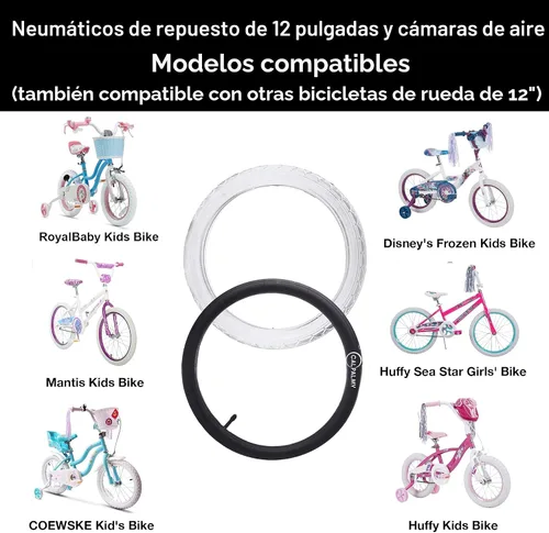 Vista 3 de CALPALMY (2 Sets) 12"/14"/16"/18"/20" Bike Replacement Tires and Inner Tubes for MTB, BMX, Kids Bike - Compatible with RoyalBaby, Joystar, Dynacraft