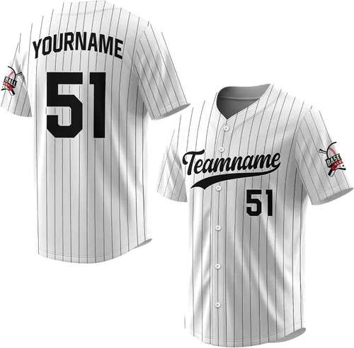 Vista 11 de Camiseta de béisbol a rayas personalizadas con logotipo de número de nombre para hombres, mujeres, jóvenes, niños, camiseta de uniforme