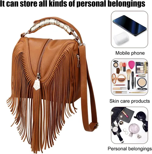 Vista 4 de Bolso bandolera para mujer con borla