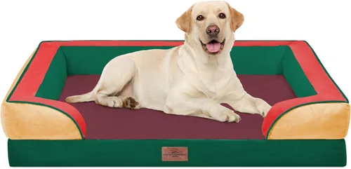 Vista 69 de Comfort Expression - Cama ortopédica para perros medianos, 28 x 19 pulgadas, cama impermeable y de apoyo de espuma con cojines removibles, sofá