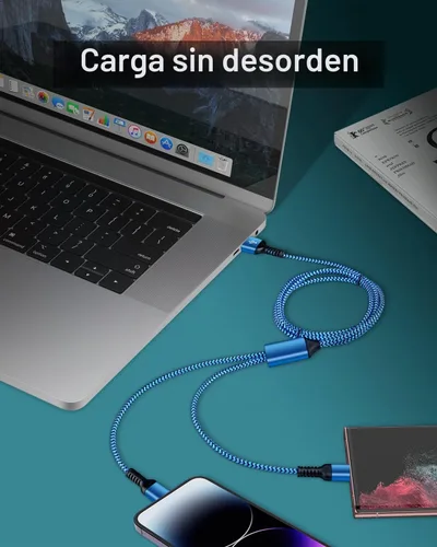 Vista 4 de para cable de carga 2 en 1 Lightning y USB-C de Apple (4 pies), USB a Lightning y USB a USB-C, cable de carga largo y rápido para iPhone 17 Air 16e