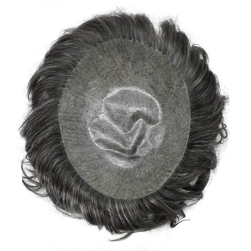 Vista 30 de Toupee para hombre 100% cabello humano real tupé para hombres 0.004 in piel de poliuretano para hombre, sistema de reemplazo de piezas de pelo