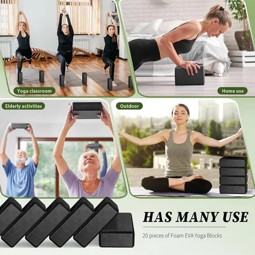 Vista 6 de 20 bloques de yoga de espuma EVA ligeros, antideslizantes, de apoyo, accesorios de yoga para pilates, estiramiento y meditación, yogui para hombres