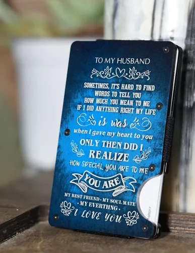 Vista 7 de MIKENCO Personalized To My Husband Wallet Husband Slim Pocket Wallet Gifts From Wife Dad Birthday Gift, Wallet Card For Husband, My Husband My Life
