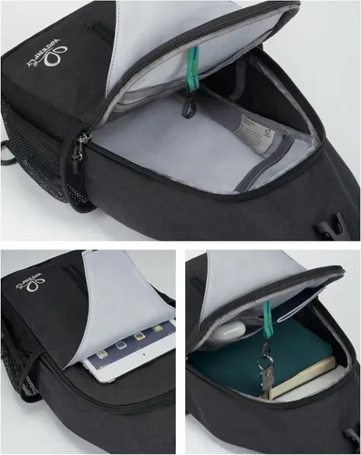 Vista 58 de Waterfly - Mochila cruzada tipo bandolera para viajes y caminatas, bolsa de pecho, Gris, talla única