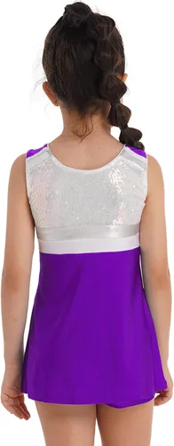 Vista 2 de TiaoBug Uniformes de animadoras para niñas y niñas, disfraces de animadora, lentejuelas brillantes, traje de baile de jazz, hip hop, disfraz de baile