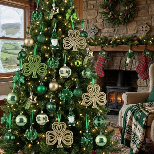 Vista 6 de Valery Madelyn Decoraciones del día de San Patricio, adorno de árbol de trébol, 30 piezas de esferas colgantes, decoración de gnomo para festival