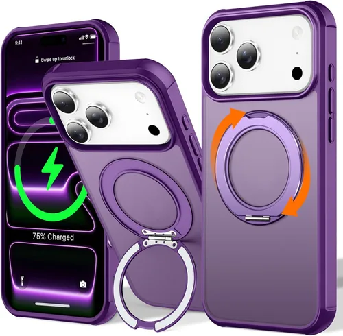 Vista 68 de UMIONE - Funda con diseño de anillo magnético giratorio de 360° para iPhone 11, soporte de bucle invisible integrado, compatible con Magsafe, funda