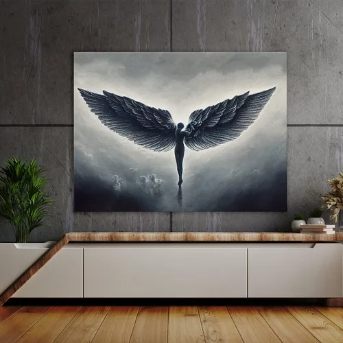 Vista 2 de Sense Canvas Arte en lienzo con diseño de alas de ángel y cielo 1, decoración del hogar, póster pequeño de 16 x 12 pulgadas / 0.75 pulgadas