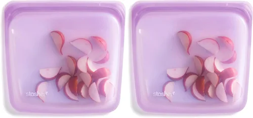 Vista 10 de Stasher Bolsas de silicona reutilizables de primera calidad, paquete de 2, aguamarina, 28 onzas Food-Safe Silicone, Leak-Free, BPA-Free