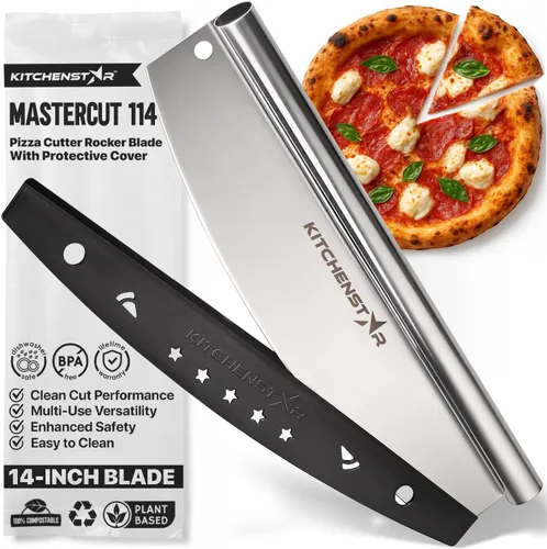 Vista 17 de Cortador de Pizza KitchenStar - Cuchillo de corte de acero inoxidable 304 con hoja súper afilada, mecanismo de eje anti-vacilación, mango ergonómico