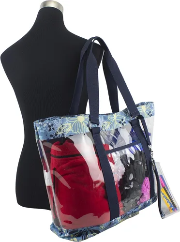 Vista 5 de Eastsport Bolsa transparente de lujo con pulsera gratis, aprobada por el estadio, duradera, transparente, cierre de cremallera, perfecta