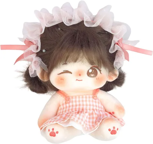 Vista 7 de CALEMBOU Muñeca de peluche - Muñeca de algodón suave y linda de 20 cm de anime kawaii con disfraz de esqueleto y ropa (Chacha)
